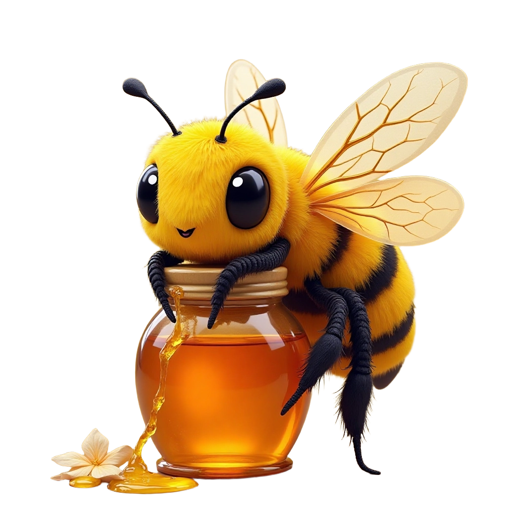 Sweet Bee with Honey Jar